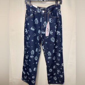 Chic Navy Patterned Women's Jeans